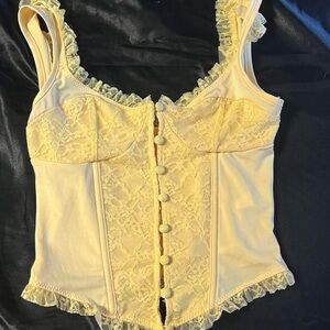 SHEIN Yellow Lace Crop Top
